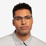 Break Blue Striped & Gunmetal Acetate-metalEyeglass Frames for Men from EyeBuyDirect