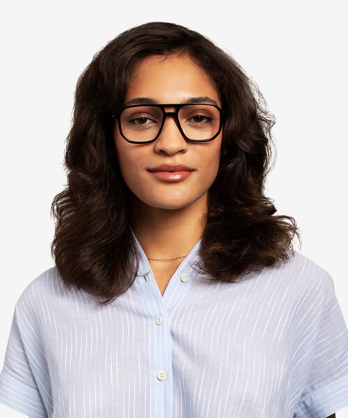 Iconic Black & Silver Acetate-metalEyeglass Frames for Women from EyeBuyDirect