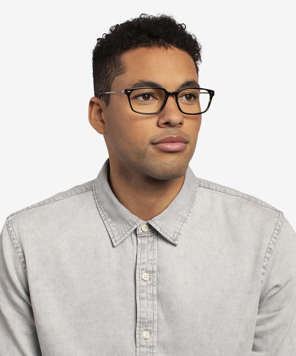 Fusion Rectangle Tortoise Silver Glasses for Men | Eyebuydirect