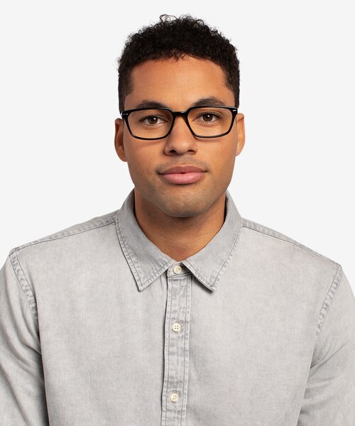 Fusion Black Silver AcetateEyeglass Frames for Men from EyeBuyDirect