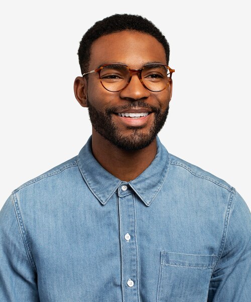 World Brown Striped Light Gold AcetateEyeglass Frames for Men from EyeBuyDirect