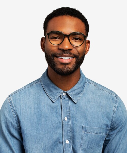 World Dark Green Silver AcetateEyeglass Frames for Men from EyeBuyDirect