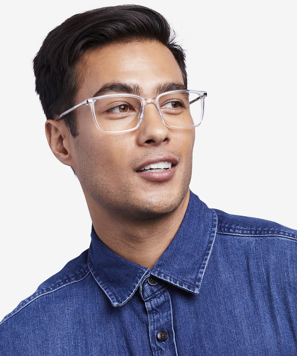 Button Rectangle Clear Glasses for Men | Eyebuydirect
