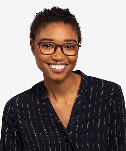 Idea Matte Tortoise Orange PlasticEyeglass Frames for Women from EyeBuyDirect