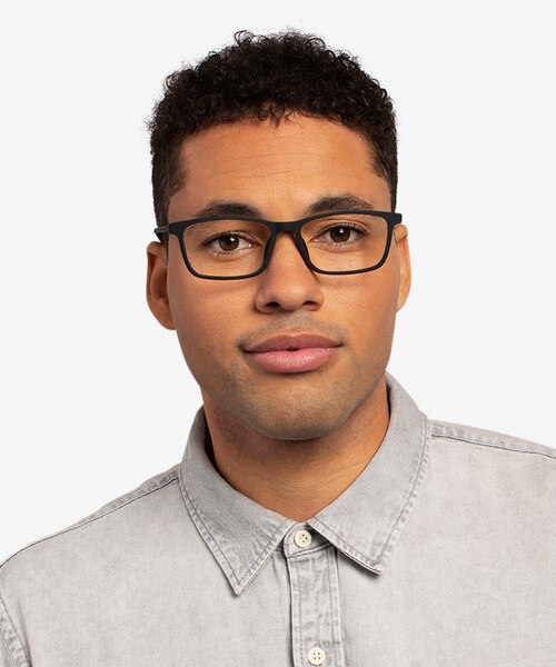 Rebus Matte Black MetalEyeglass Frames for Men from EyeBuyDirect