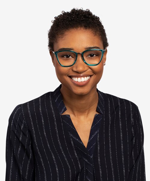 Azur Aqua Silver AcetateEyeglass Frames for Women from EyeBuyDirect