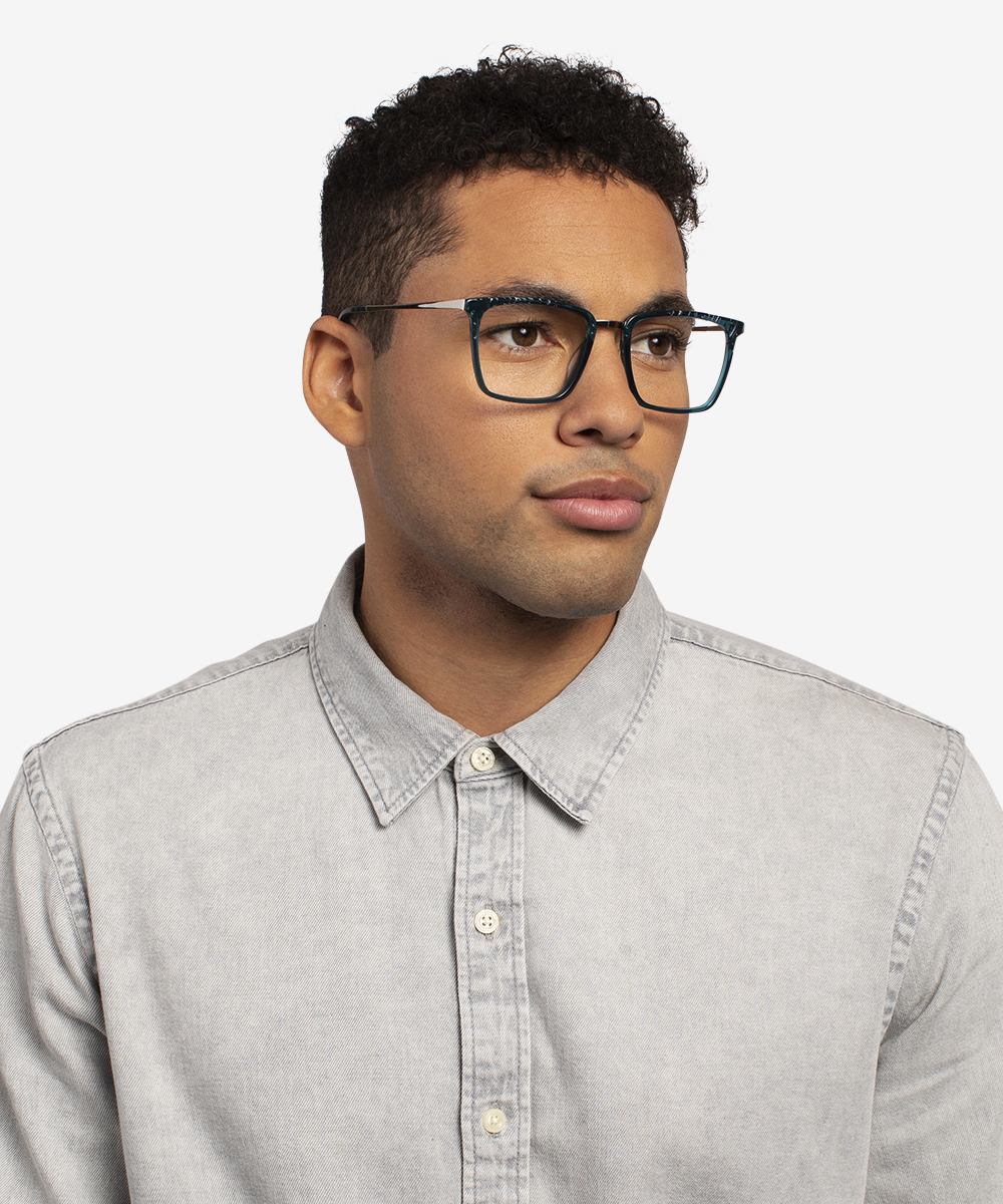 Metaphor Square Teal Glasses for Men | Eyebuydirect Canada