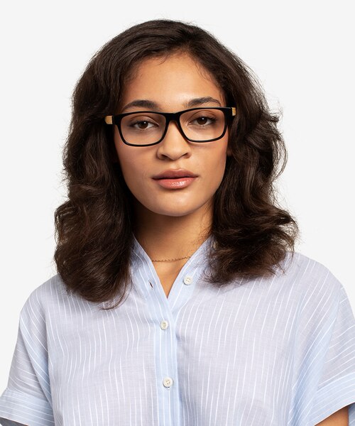 Taiga Black & Light Wood AcetateEyeglass Frames for Women from EyeBuyDirect