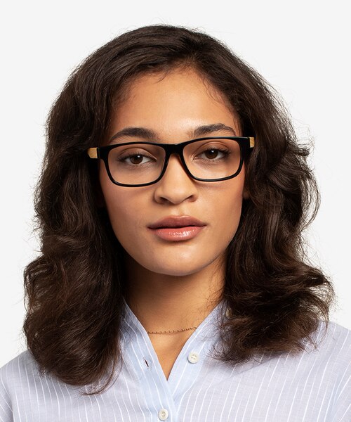 Taiga Black & Light Wood AcetateEyeglass Frames for Women from EyeBuyDirect