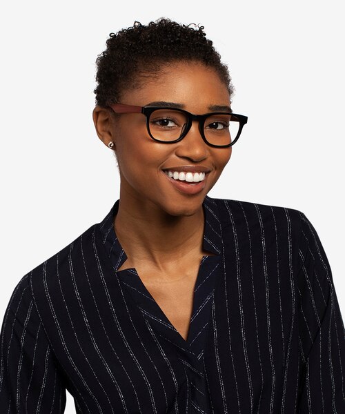 Tongass Black & Red Wood AcetateEyeglass Frames for Women from EyeBuyDirect