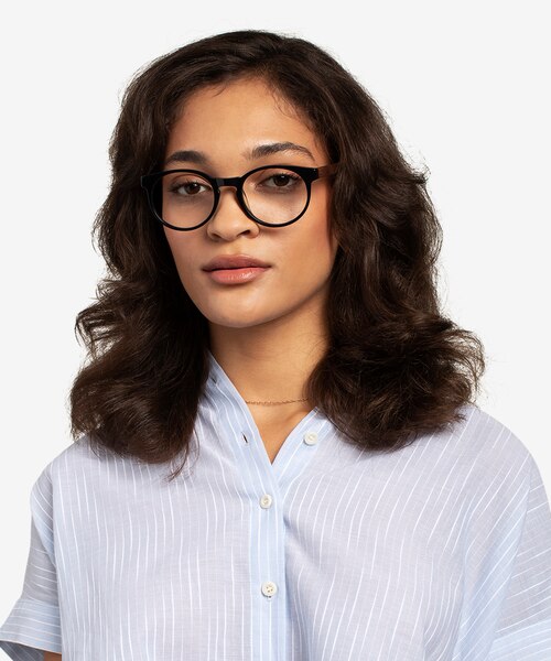 Everglades Black & Wood AcetateEyeglass Frames for Women from EyeBuyDirect