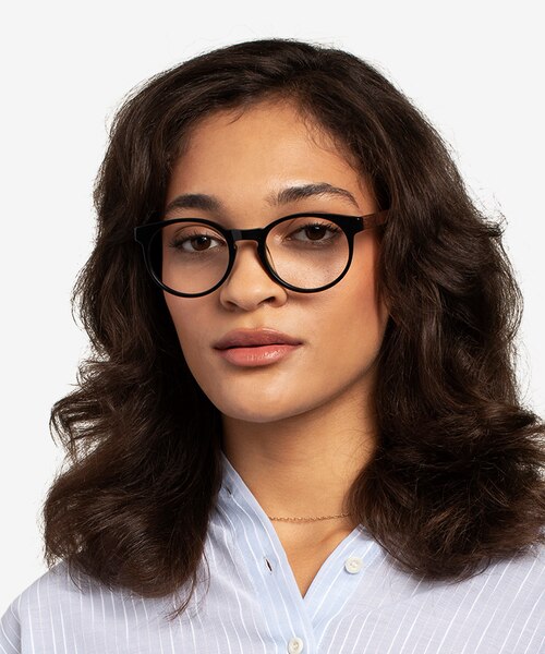 Everglades Black & Wood AcetateEyeglass Frames for Women from EyeBuyDirect