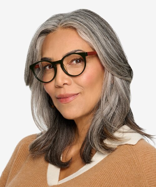 Everglades Green & Red Wood AcetateEyeglass Frames for Women from EyeBuyDirect