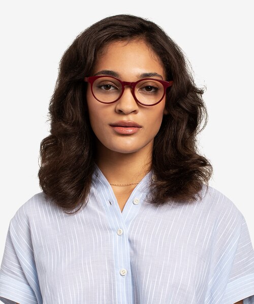 Everglades Red & Red Wood AcetateEyeglass Frames for Women from EyeBuyDirect