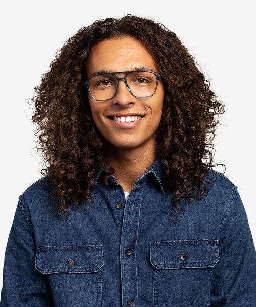 Metropolis Teal AcetateEyeglass Frames for Men from EyeBuyDirect