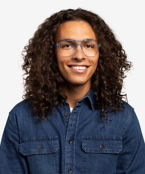 Metropolis Clear Blue AcetateEyeglass Frames for Men from EyeBuyDirect