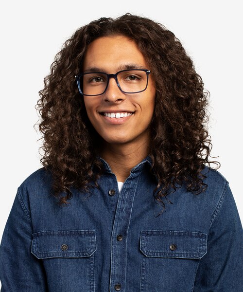 Boscus Clear Blue Silver AcetateEyeglass Frames for Men from EyeBuyDirect