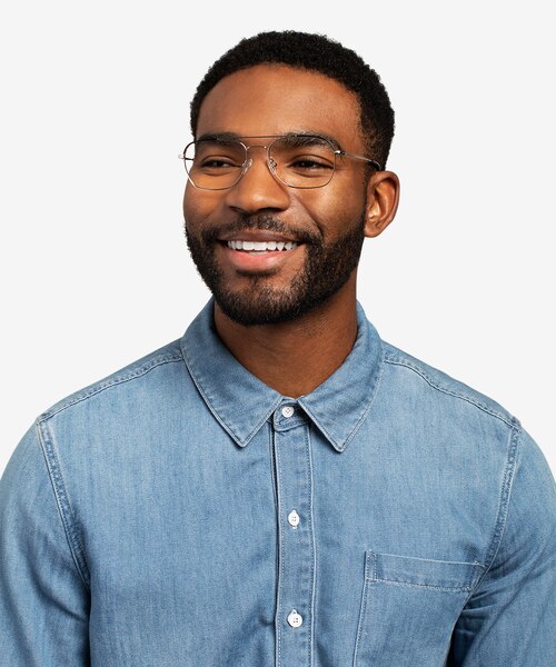 Arizona Silver Black AcetateEyeglass Frames for Men from EyeBuyDirect