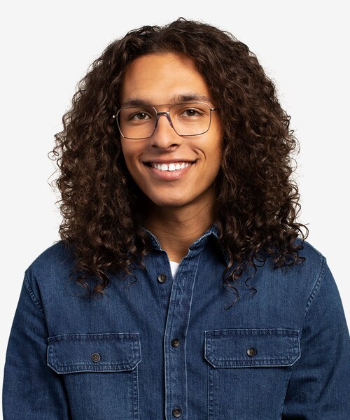 Matt Silver Blue AcetateEyeglass Frames for Men from EyeBuyDirect