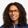 Stratosphere Brown Striped Matte Gold AcetateEyeglass Frames for Men from EyeBuyDirect