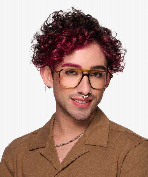San Diego Striped Green Gold AcetateEyeglass Frames for Men from EyeBuyDirect