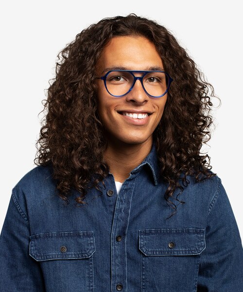 Cumulus Clear Blue Silver AcetateEyeglass Frames for Men from EyeBuyDirect