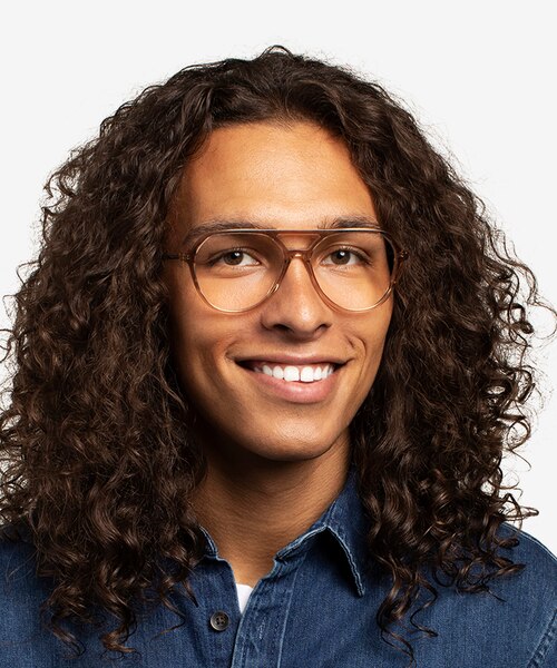 Cumulus Clear Brown Silver AcetateEyeglass Frames for Men from EyeBuyDirect