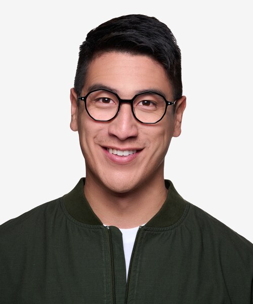 Carmelo Black Silver AcetateEyeglass Frames for Men from EyeBuyDirect