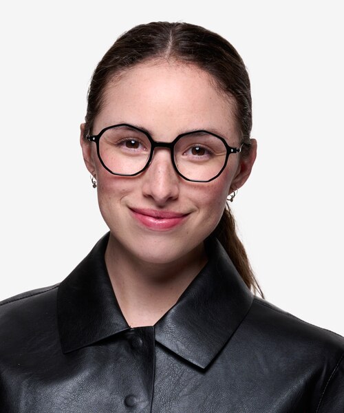 Carmelo Black Silver AcetateEyeglass Frames for Women from EyeBuyDirect