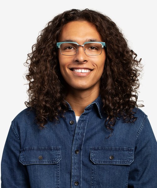 Byron Blue Silver AcetateEyeglass Frames for Men from EyeBuyDirect