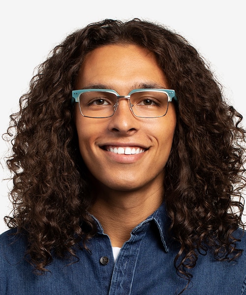 Byron Blue Silver AcetateEyeglass Frames for Men from EyeBuyDirect