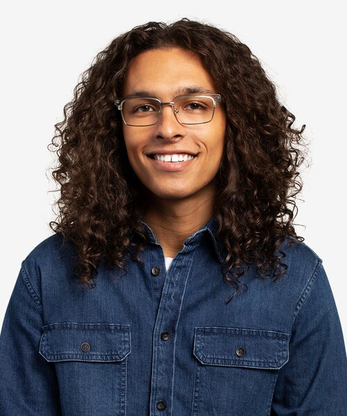 Byron Clear Gray Silver AcetateEyeglass Frames for Men from EyeBuyDirect