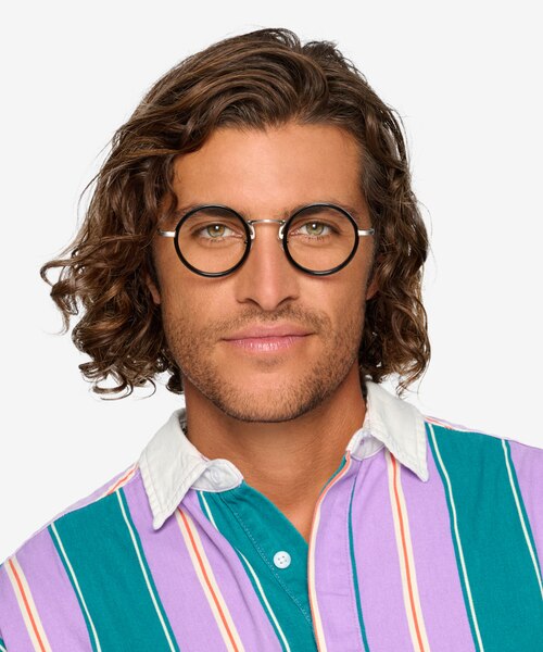 Nagoya Black Silver AcetateEyeglass Frames for Men from EyeBuyDirect
