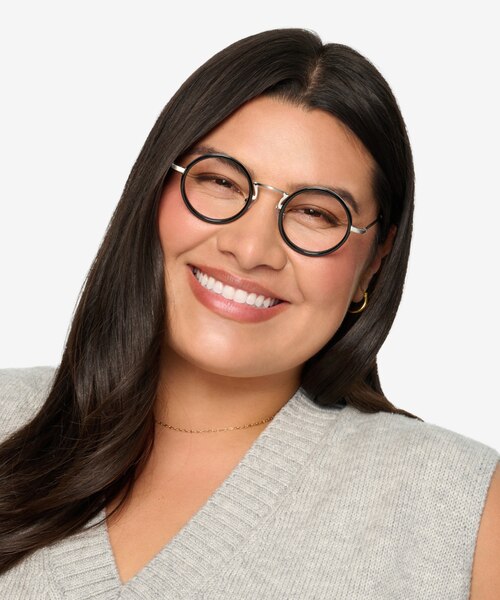 Nagoya Black Silver AcetateEyeglass Frames for Women from EyeBuyDirect
