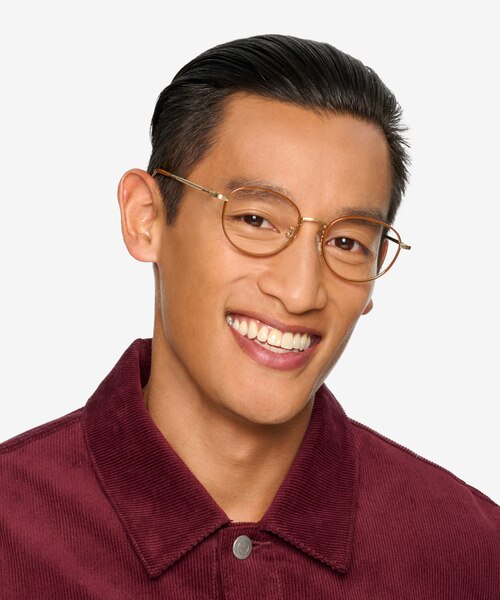Kofu Brown Gold AcétateMontures de lunettes de vue pour Hommes d'EyeBuyDirect