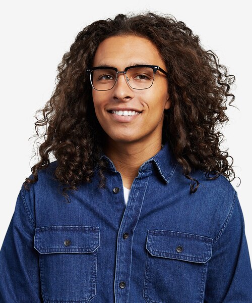 Murakami Black Silver AcetateEyeglass Frames for Men from EyeBuyDirect