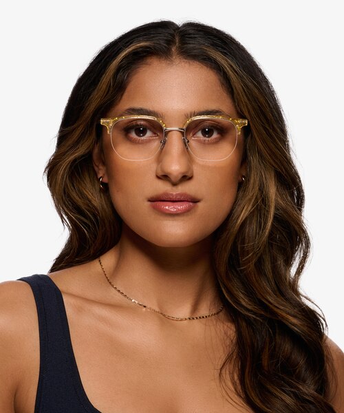 Witty Clear Yellow Silver AcétateMontures de lunettes de vue pour Femmes d'EyeBuyDirect