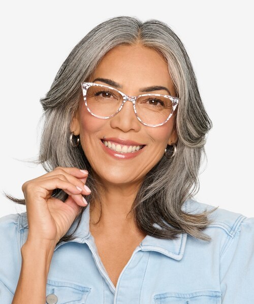 Celebrate Clear Silver Rose Gold AcetateEyeglass Frames for Women from EyeBuyDirect