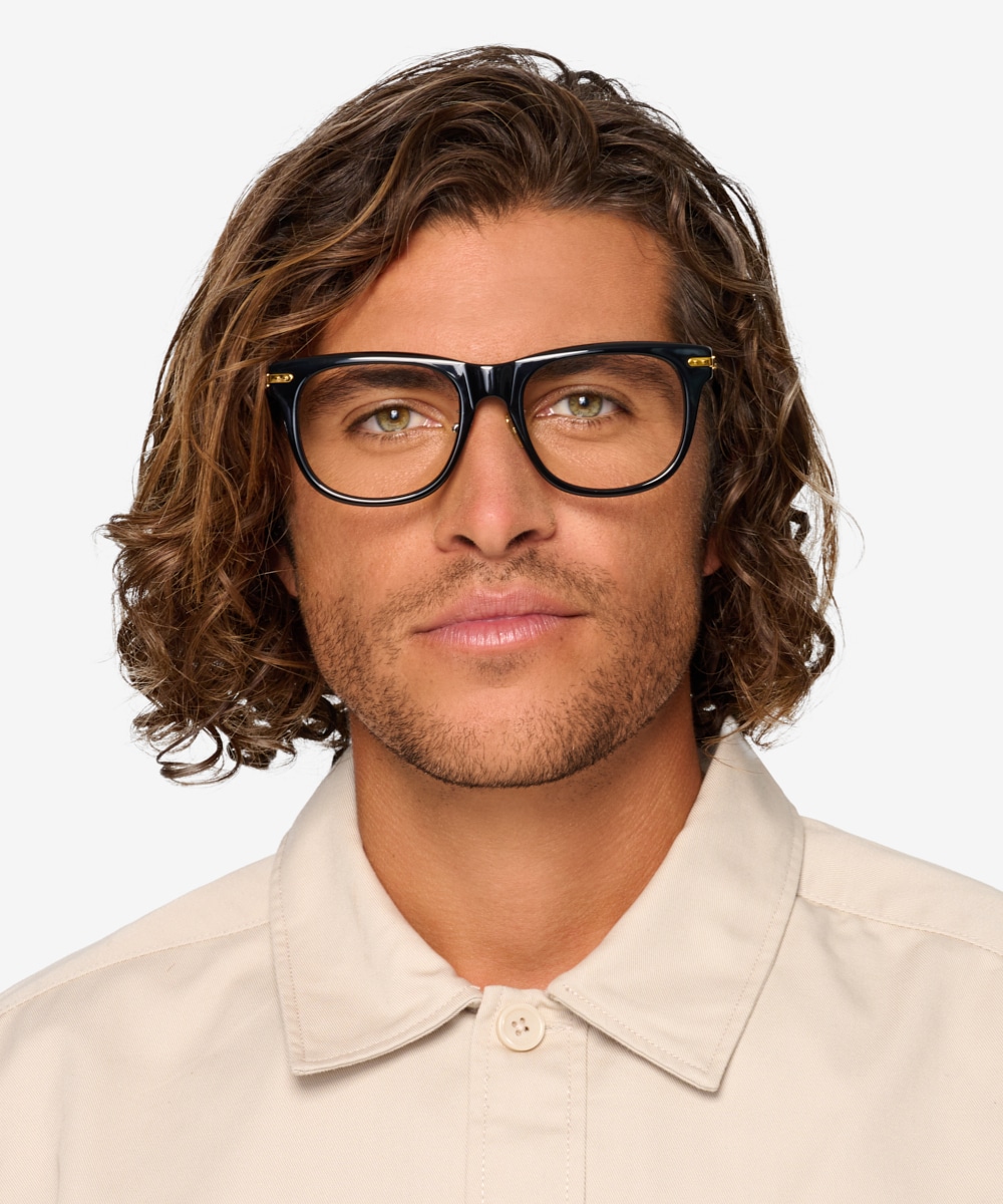 Jefferson Square Black Gold Glasses for Men Eyebuydirect