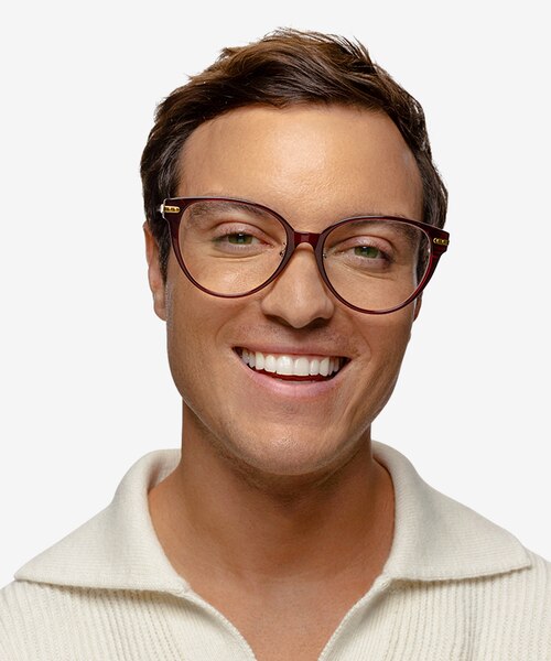 Luca Burgundy Gold AcetateEyeglass Frames for Men from EyeBuyDirect