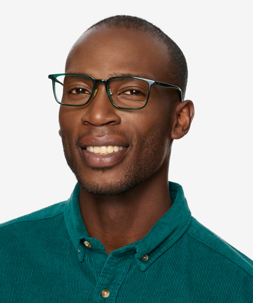 Pierce Rectangle Dark Green Full Rim Eyeglasses Eyebuydirect Canada