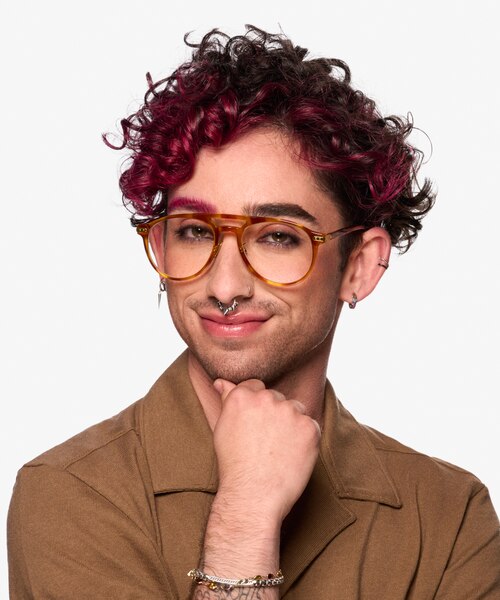Aston Brown Tortoise Gold AcetateEyeglass Frames for Men from EyeBuyDirect
