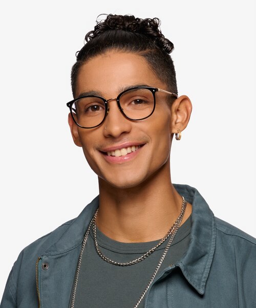 Yves Black Gold AcetateEyeglass Frames for Men from EyeBuyDirect
