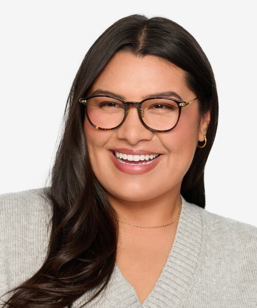 Hollis Tortoise Gold AcétateMontures de lunettes de vue pour Femmes d'EyeBuyDirect