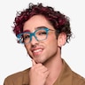 Blythe Aqua Silver AcetateEyeglass Frames for Men from EyeBuyDirect