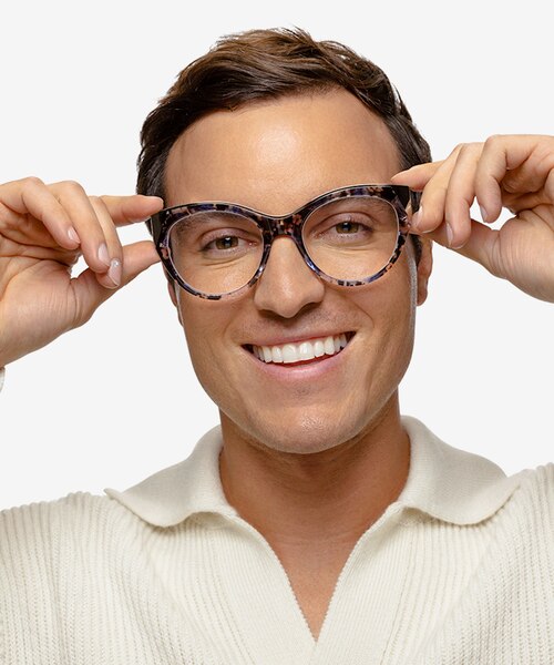 Lilium Purple Floral Gold AcetateEyeglass Frames for Men from EyeBuyDirect