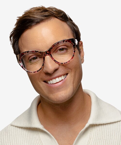 Lilium Red Floral Gold AcetateEyeglass Frames for Men from EyeBuyDirect