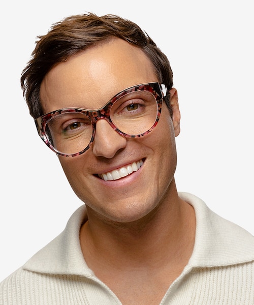 Lilium Red Floral Gold AcetateEyeglass Frames for Men from EyeBuyDirect