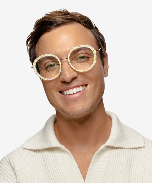 Plumeria Yellow Floral AcetateEyeglass Frames for Men from EyeBuyDirect