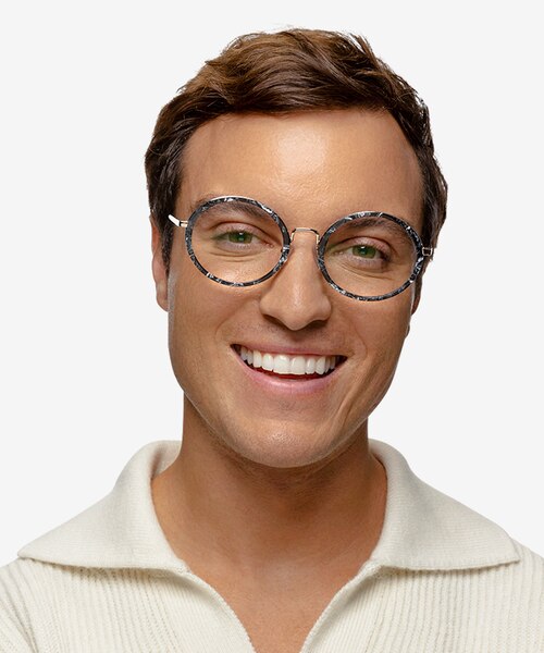Cybele Gray Floral Gold AcetateEyeglass Frames for Men from EyeBuyDirect